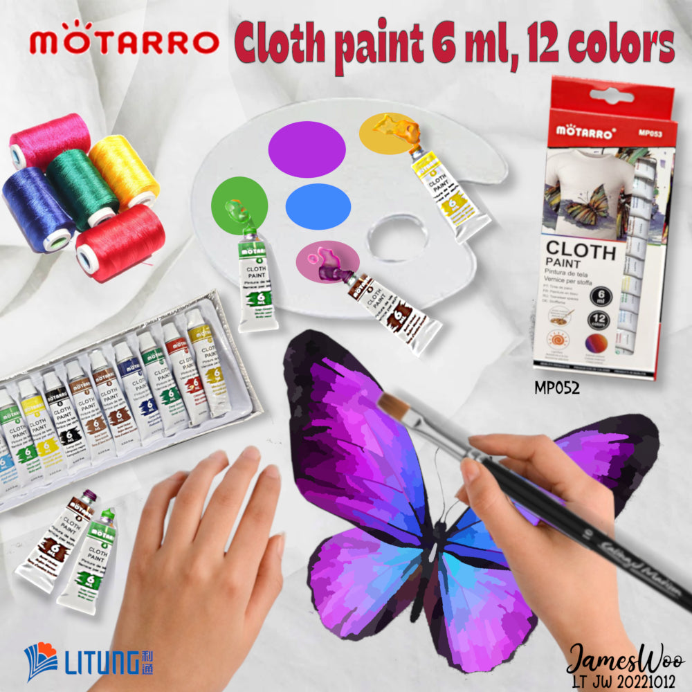 Tinta para Tecidos 12 Cores - CLOTH PAINT